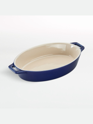 Staub ® 6.5" Dark Blue Ceramic Oval Baking Dish
