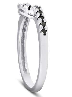 Pompeii3 1/4ct Black Diamond Curved Ring 14k White Gold