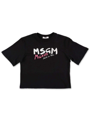 Msgm Kids Logo Print Crewneck T-shirt