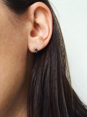 Pear Blue Sapphire Stud Earrings