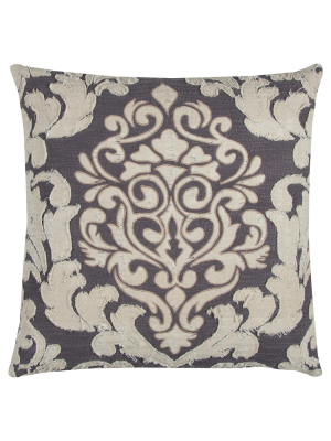 Ivory Floral Cotton Throw Pillow (20"x20") - Rizzy Home