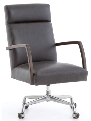 Bryson Leather Desk Chair, Chaps Ebony