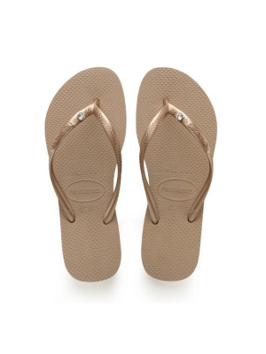 Havaianas Rose Gold Slim Crystal Glamour Swarovski Sandal