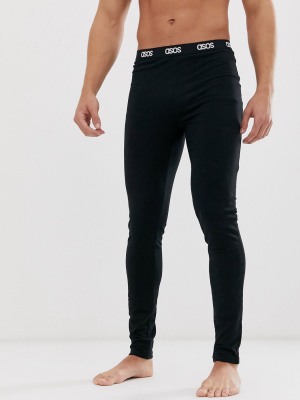 Asos Design Lounge Megging In Black With Branded Waistband