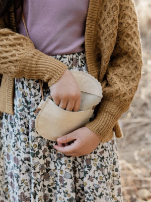 Scallop Edge Little Leather Purse - Cream