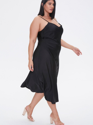 Plus Size Satin Midi Slip Dress