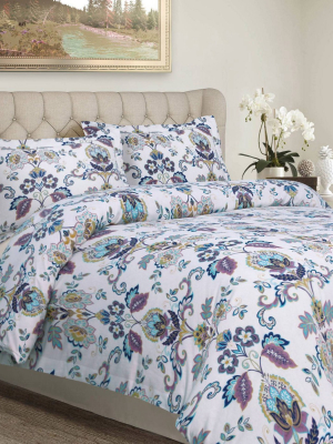 3pc Abstract Paisley Cotton Flannel Printed Oversized Duvet Set - Tribeca Living