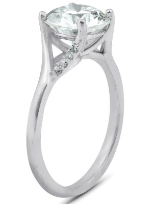 Pompeii3 2 1/2 Ct Moissanite & Diamond Engagement Ring 14k White Gold