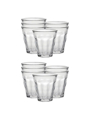 Duralex Picardie 3.12 Ounce Clear Tempered Glass Stacking Drinkware Tumbler Drinking Glasses, Set Of 12