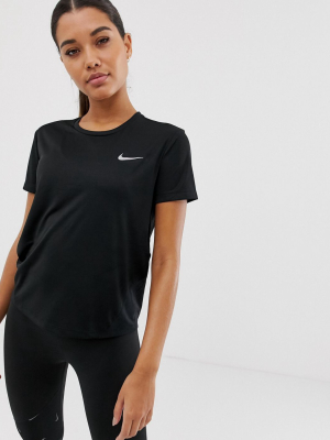 Nike Running Miler Short Sleeve Top In Black