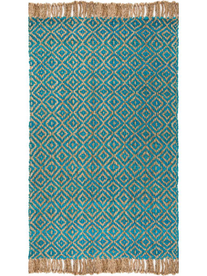 Natural Fiber Turquoise/natural Area Rug