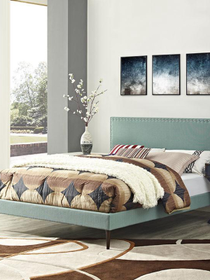 Lyka Queen Fabric Platform Bed With Round Tapered Legs