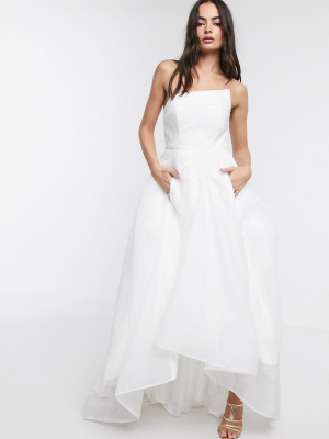 Bariano Full Maxi Dress With Organza Bust Detail In White