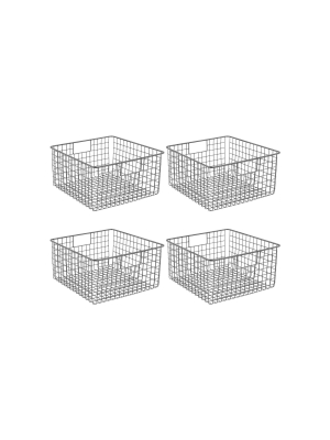 Mdesign Metal Wire Storage Basket Bin With Handles For Closets, 4 Pack