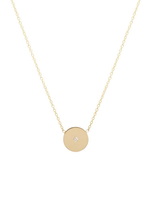 14k Diamond Disc Necklace