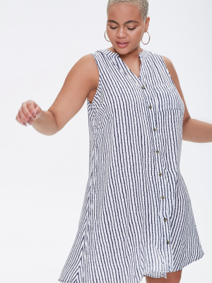 Plus Size Sleeveless Striped Dress