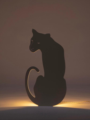 Decoupage Lamp . Wall / Table Light - Panther / Ivory