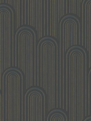 Speakeasy Wallpaper In Blacks And Metallic From The Deco Collection By Antonina Vella For York Wallcoverings