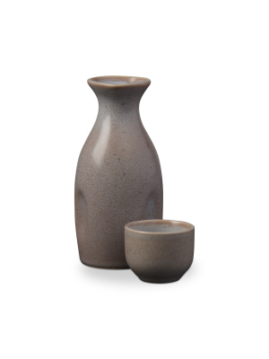 Tag Large Sake Set Blush Japanese Handcrafted Artisan Shaped Stoneware With 1 Carafe And 1 Cup