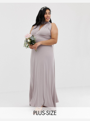 Tfnc Plus Bridesmaid Exclusive Multiway Maxi Dress In Gray