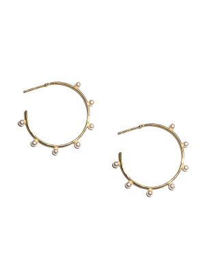 Sterling Pearl Hoop Earring