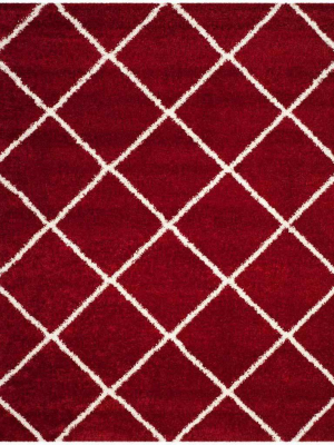 Hudson Shag Diamond Red/ivory Area Rug