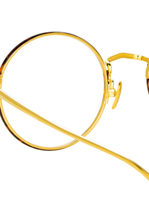 Adams Oval Optical Frame In Yellow Gold And Tortoiseshell