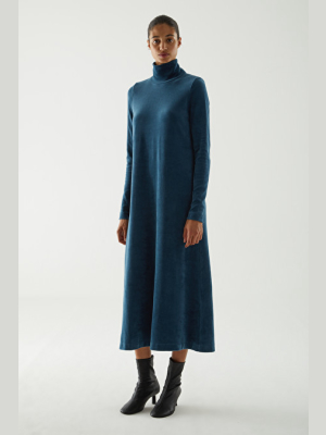 Long High Neck Velvet Dress