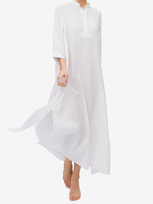 Full Length Sleep Shirt White Linen