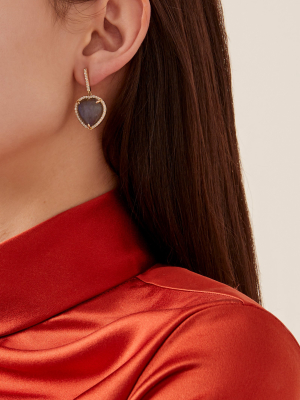 14k Gold, Diamond And Labradorite Earrings