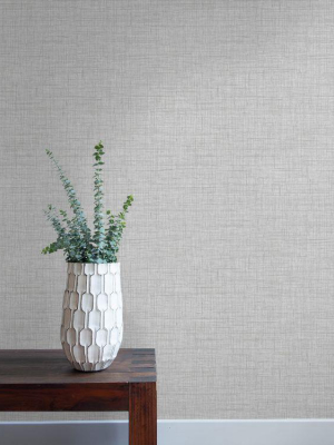 Bermuda Linen Stringcloth Wallpaper In Daydream Grey And Ivory From The Boho Rhapsody Collection By Seabrook Wallcoverings