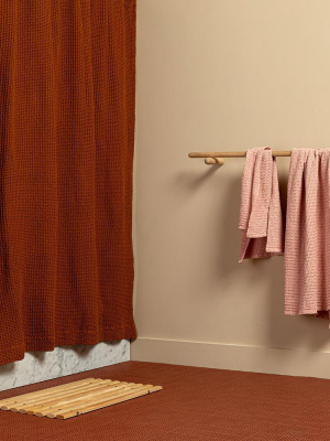 Simple Waffle Shower Curtain In Various Colors