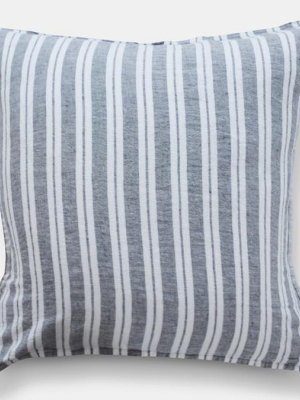 Linen Euro Pillowcase, Large Grey Stripes