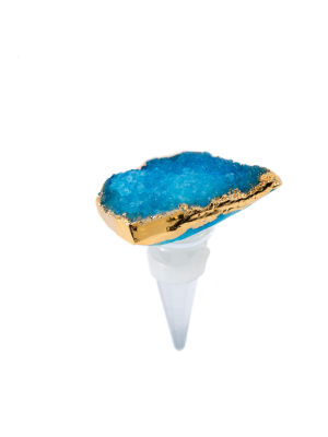 Gem Druzy Stone Bottle Stopper, Turquoise - Blue - Shiraleah