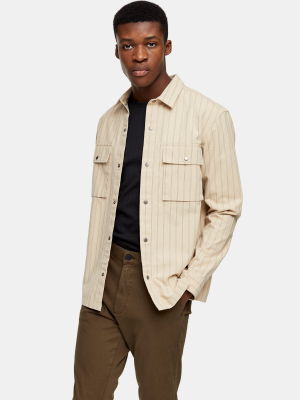 Stone Pinstripe Overshirt