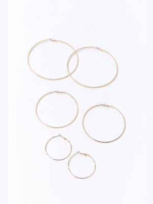 Etched Hoop Earrings Set