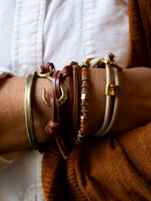 Vintage Striped Beaded Stretch Bracelet