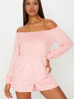 Rose Towelling Bardot Romper