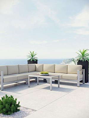 Victoria 6 Piece Outdoor Patio Aluminum Sectional Sofa Set