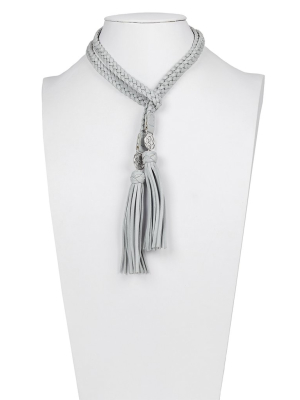 Cara Leather Lariat - Braided Necklace