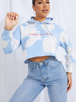 Blue Prettylittlething Slogan Washed Crop Hoodie