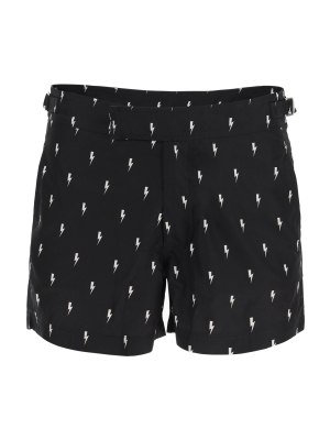 Neil Barrett Thunderbolt Print Swim Trunks