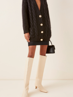 Button-detailed Oversized Mohair-wool Cardigan