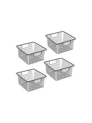 Mdesign Modern Metal Kitchen Basket With Handles, 5.25" High, 4 Pack