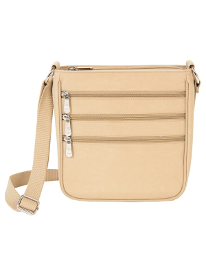 Mondo Triple Zip Crossbody Handbag - Khaki