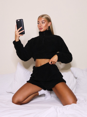 Black Borg Zip Up Cropped Sweat And Shorts...