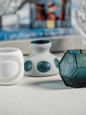 Faceted Atlantic Blue Tealight Holder