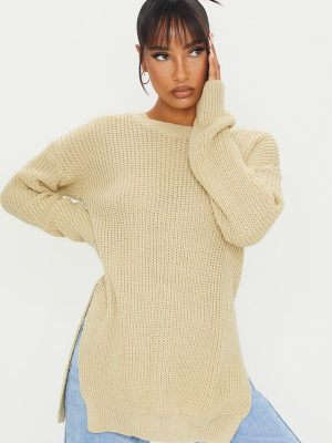 Stone Round Neck Side Split Sweater