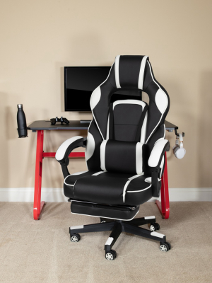 Flash Furniture X40 Gaming Chair Racing Ergonomic Computer Chair With Fully Reclining Back/arms, Slide-out Footrest, Massaging Lumbar