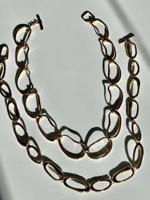 Hand Formed Mini Oval Link Chain Necklace | Bronze 14k